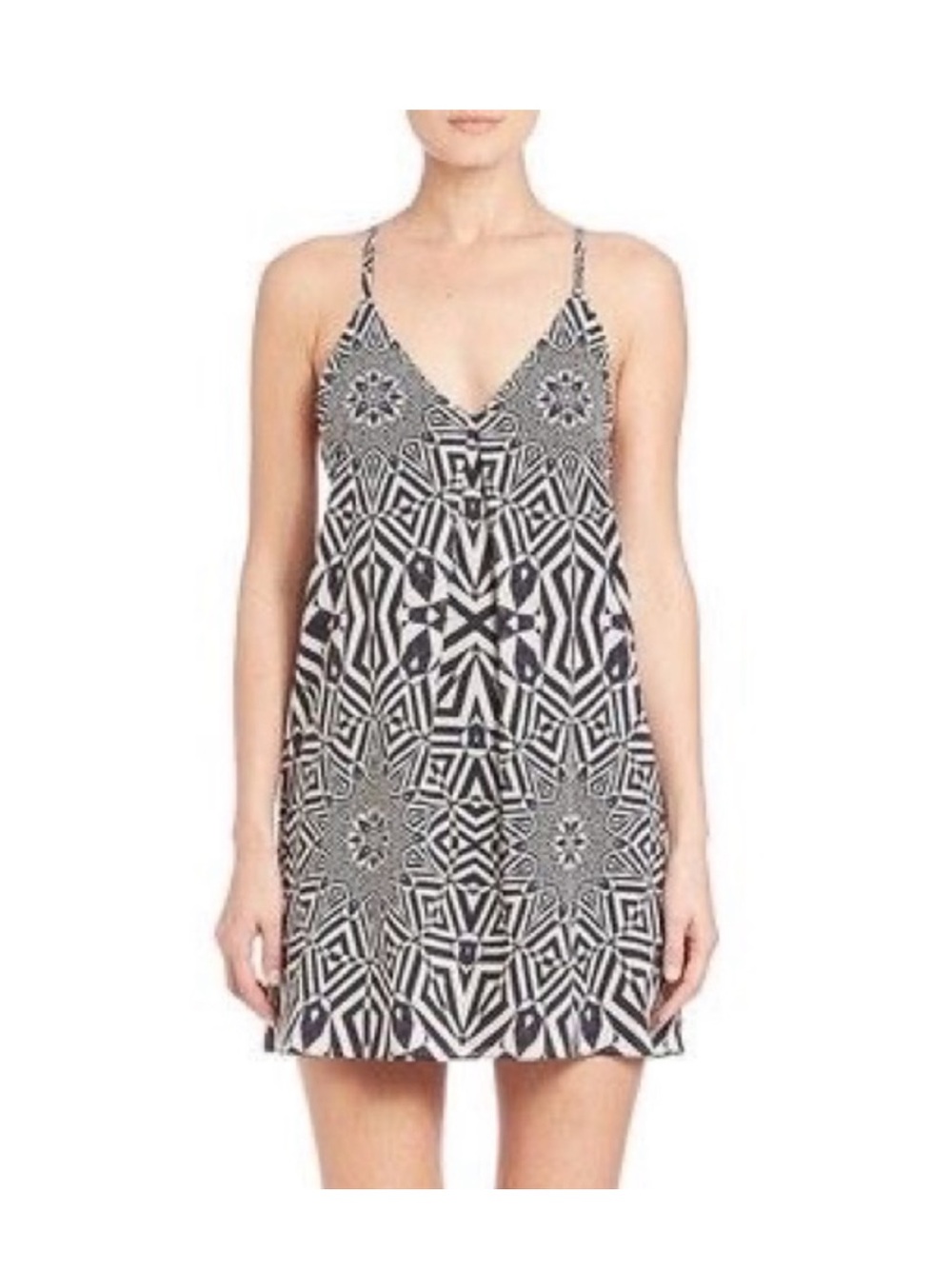 Alice + Olivia • Fierra Printed Racerback Mini Dress in Graphic Kaleidoscope